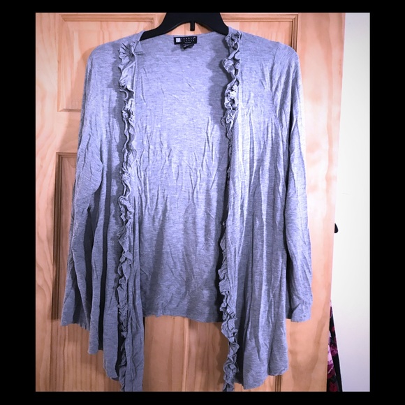 Carole Little Tops - Open style cardigan with ruffle detail